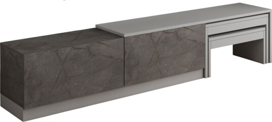 Zalven TV-benk 180x36x30 cm - Gordion-marmor og grå Zalven TV-benk 180x36x30 cm - Gordion-marmor og grå