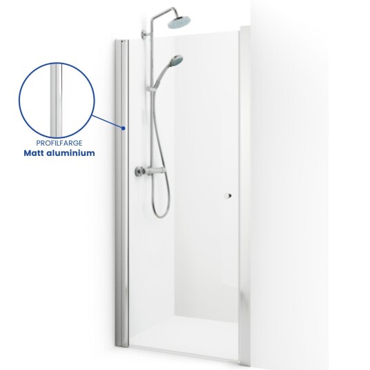 Macro Design Spirit Nisjedusj Matt Aluminium / 920-955mm Klart Glass med Knott