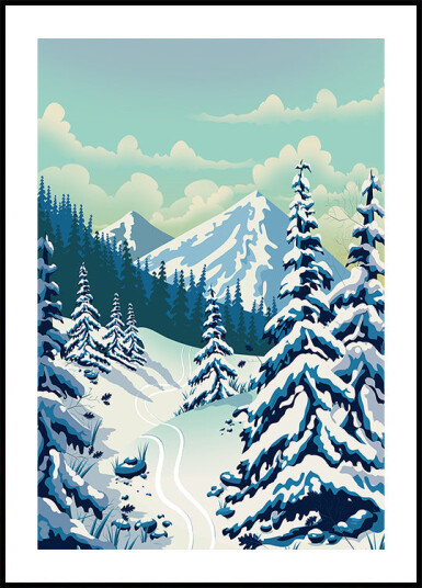 Skiing Landscape Plakat Plakat / 40x50cm