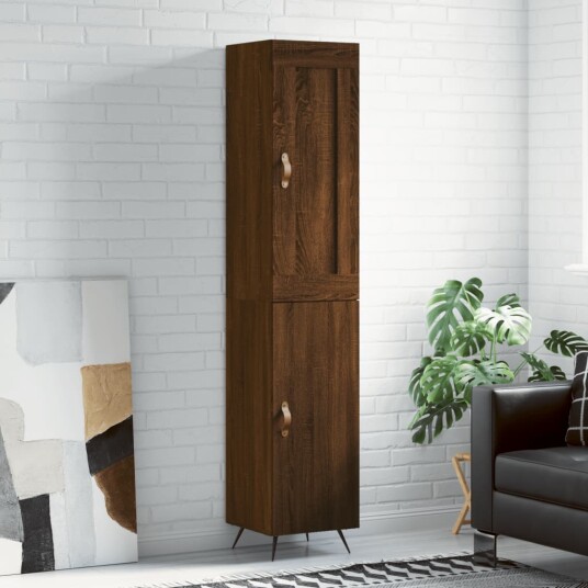 vidaXL Highboard brun eik 34,5x34x180 cm konstruert tre 8720845495343