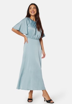 Bubbleroom Occasion Butterfly Sleeve Satin Midi Dress Aqua 36 Bubbleroom Occasion Butterfly Sleeve Satin Midi Dress Aqua 36