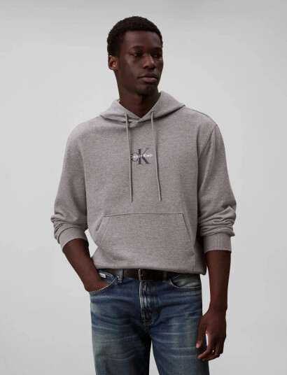Calvin Klein Jeans Ls Eu 350Terry Micro Monologo Ho - Grey - XS