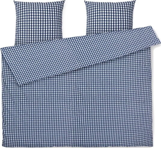 Juna JUNA dobbelt sengetøy 200x220 cm   100% økologisk bomull   Kreppsengetøy mørkeblå