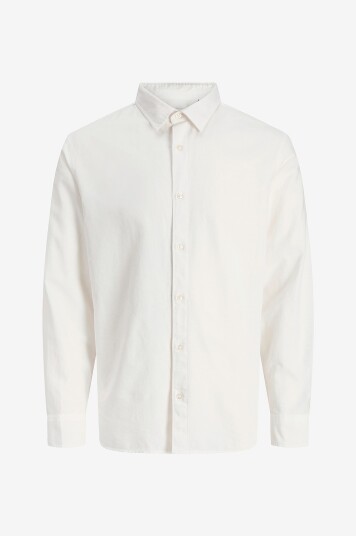 Jack & Jones Plus Skjorte jjeBreeze Linen Blend L/S SN Hvit