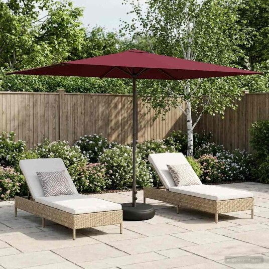 vidaXL Hageparasol med base Rektangulær 2 x 3 m Polyester Bordeaux Rød