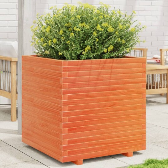 Plantekasse voksbrun 70x70x72,5 cm heltre furu