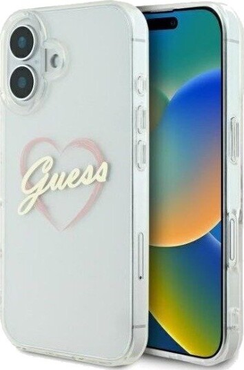 GUESS IML Heart Case for iPhone 16 plus - Transparent
