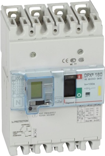 Legrand DPX3 160 Termisk Effektbryter 100A 4Pol 16kA Reststrøm Type-A