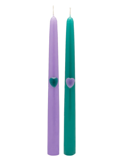 Anna + Nina Tough Love Green/Purple Candle Set Of 2 - Multi/patterned - L26CM