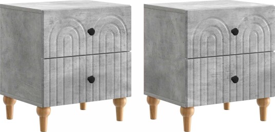 Nattbordskap 2 pcs Betonggrå 43 x 34,5 x 48 cm Konstruert tre