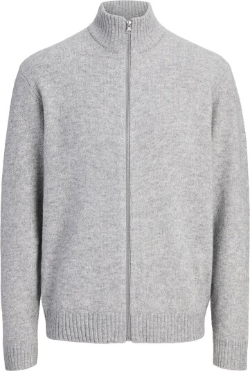 Jack & Jones Jjsoho Ollie Knit High Neck Zip Car Sn   LIGHT GREY MELANGE   XXL