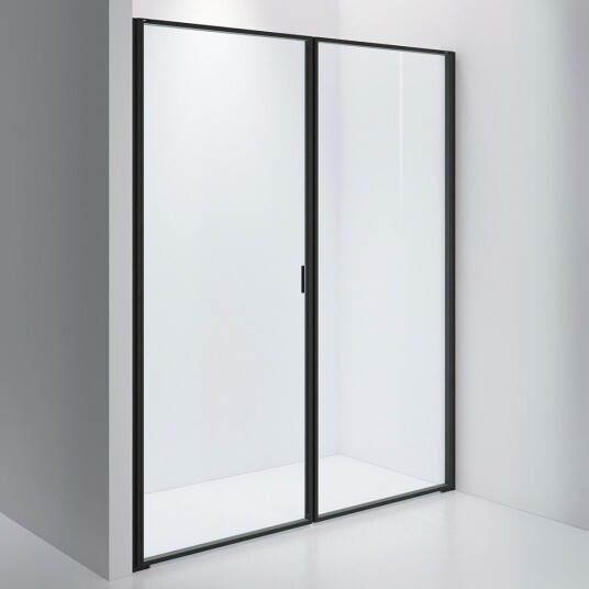 INR Iconic Nordic Rooms Dusjvegg Edge 3 Måltilpasset / Matt Svart Klart Glass