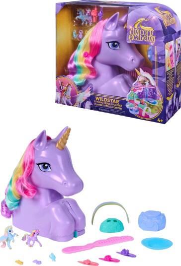 Unicorn Academy Styling Head & Lekesett 2-i-1 - Flerfarget