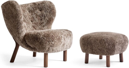 &Tradition &tradition; Little Petra Vb1 Set Sheepskin Sahara / Walnut Lenestoler Viggo Boesen Brun Tre/skum/ull