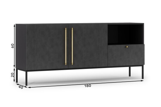 Kommode Emika 180 cm Svart