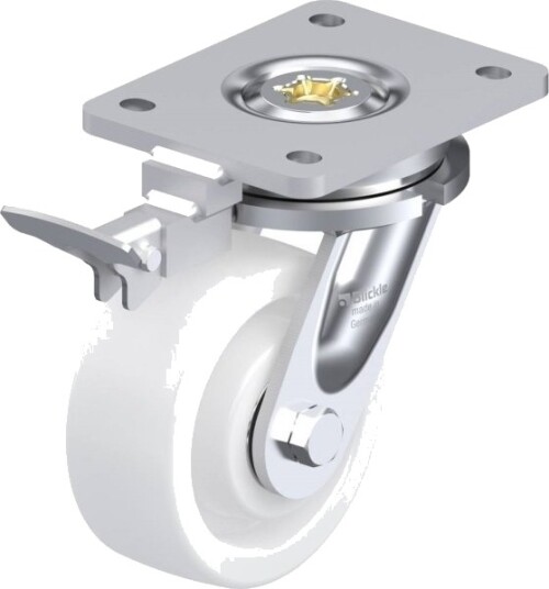 Blickle 852993 Lo-Spo 127K-Ri4 Styrehjul Med Brems, Hjuldiameter 125 Mm, Bæreevne Maks. 750 Kg (1 Stk)