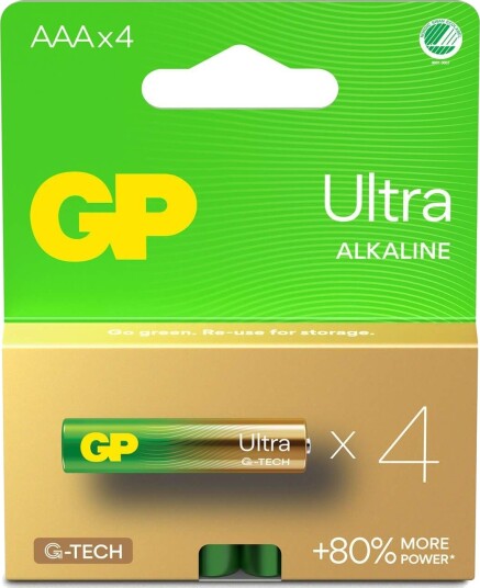 GP Ultra Alkaline Batteri AAA LR03 4-pk