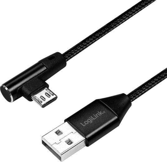 LogiLink Vinklet Micro-USB 2.0 Kabel 1m, 3A Strøm