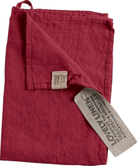 Lovely Linen Gjestehåndkle Lovely i vasket lin Rød Lovely Linen Gjestehåndkle Lovely i vasket lin Rød