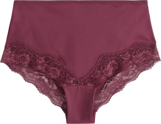 Lindex Briefs With High Waist DARK DUSTY RED XL