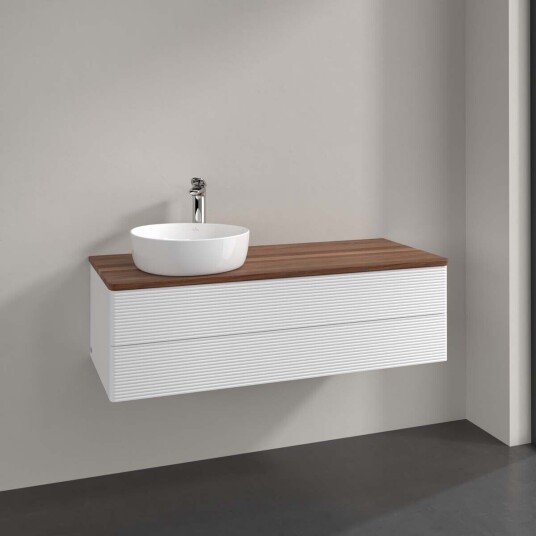 Villeroy & Boch  Antao Servantskap med 2 skuffer 120x50x36 cm u/lys Hvit Matt/Valnøtt
