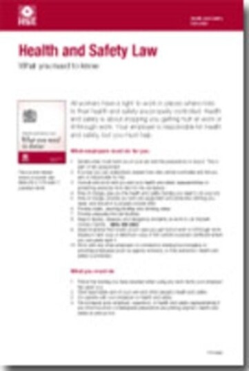 Health and safety law  what you should know foldable pocket cards (pack of 25)