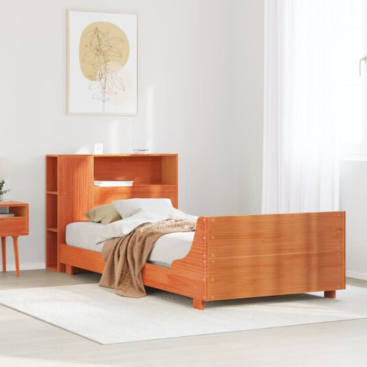 Sengeramme uten madrass voksbrun 75x190 cm heltre furu 8721158624635