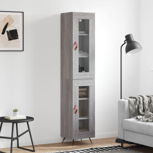 vidaXL Highboard grå sonoma 34,5x34x180 cm konstruert tre 8720845488291