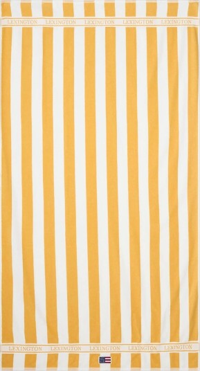 Lexington Home Block Striped Cotton Terry Beach Towel   Yellow   100X180