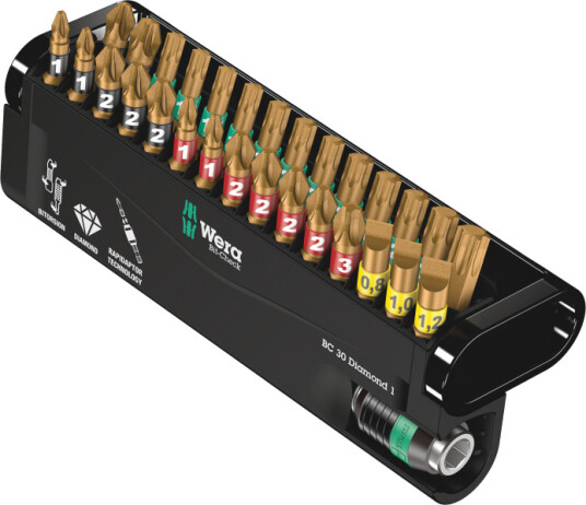 Wera 30 Deler Bitsett Diamond 1 med Bitsholder og Magnetisk Tupp