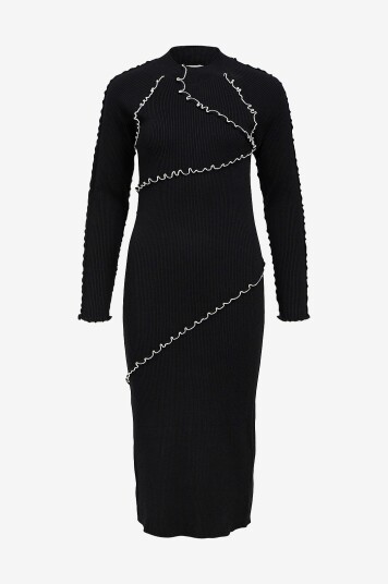 Object - Kjole objJanne Knit Sli L/S Dress 136 - Svart