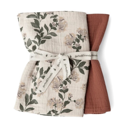 Garbo&Friends Honeysuckle Muslin teppe liten 2 deler 60x60 cm