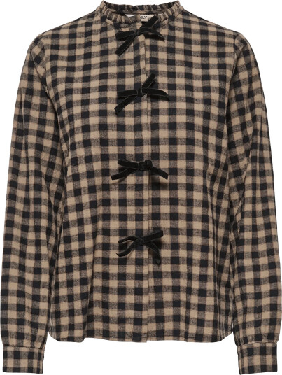ONLY Onlfrida Check Bow Detail Shirt Wvn Ex Black L