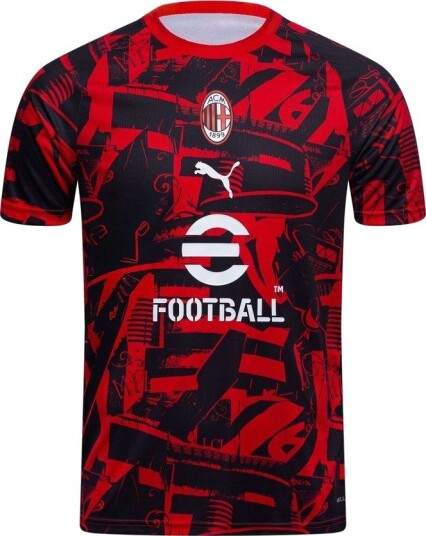 Milan Trenings T Skjorte Pre Match For all tid rød/PUMA Svart Barn størrelse 128 cm