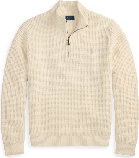 Polo Ralph Lauren Waffle Knit Wool Cotton Sweater ANDOVER CREAM XL