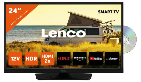 Lenco DVL-2483BK 24" Smart TV med DVD-spiller, HD-oppløsning, svart