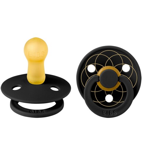 BIBS Colour Smokker - Str. 2 - Rund - 2-pack - Black/Gold - BIBS - 6-18 md - Smokk - Svart - 62-86