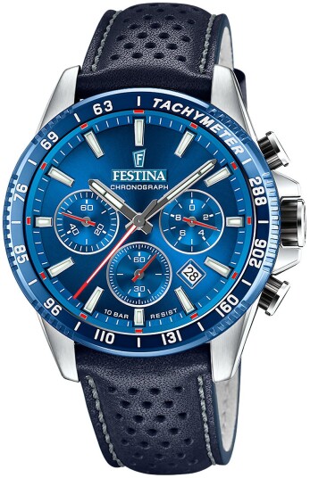 Festina Herreklokke F20561 3 Timeless Blå/Lær Ø45 mm