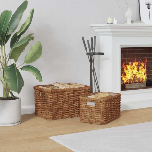 Vedkurv 2 pcs Brun Lacak Rattan