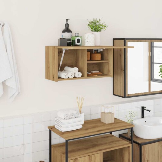 Veggskap til baderom artisan eik 60x25x30 cm konstruert tre Veggskap til baderom artisan eik 60x25x30 cm konstruert tre