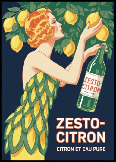 Art Deco Lemon Lady Plakat / 100x150