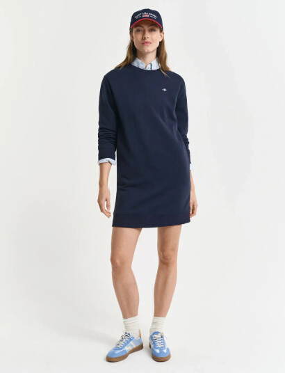 GANT Shield C-Neck Sweat Dress - Navy - S GANT Shield C-Neck Sweat Dress - Navy - S