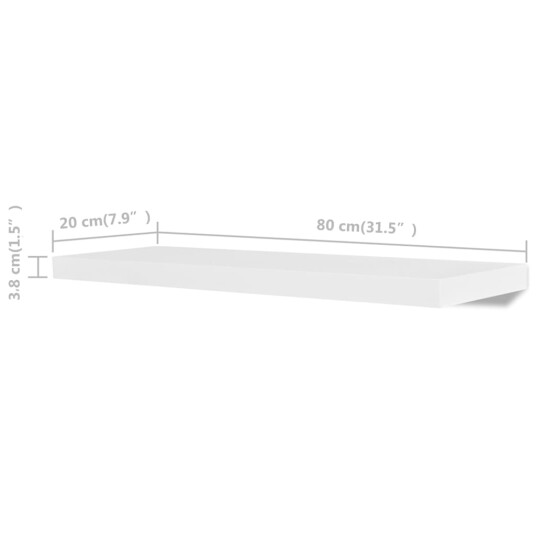vidaXL Vegghyller 4 stk hvit 80 cm vidaXL Vegghyller 4 stk hvit 80 cm