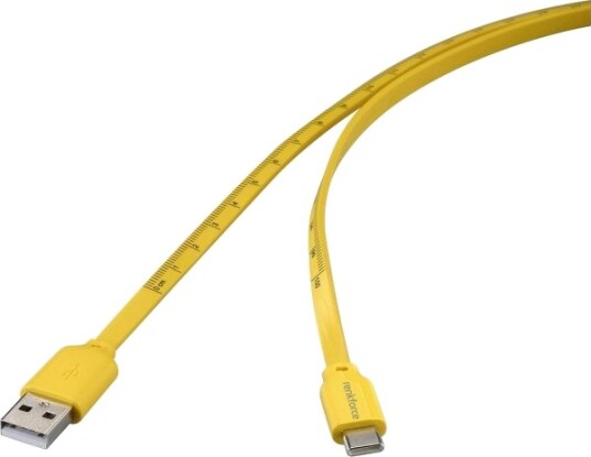 Renkforce Usb-Kabel Usb 2.0 Usb-C® Stik Usb-A-Hanstik 1,00 M Gul #####Dimensjon Avtrykk Metrisk Rf-6721076