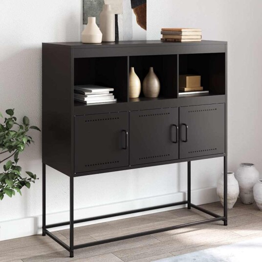 Skjenk svart 100,5x39x107 cm kaldvalset stål 8721102634734