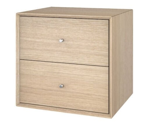The Box Vegghengt Nattbord 40x37cm Med Skuffer (Størrelse: 40x37x34, Fargekombinasjon: Hvit Eik Med Hvite Eik Skuffer)