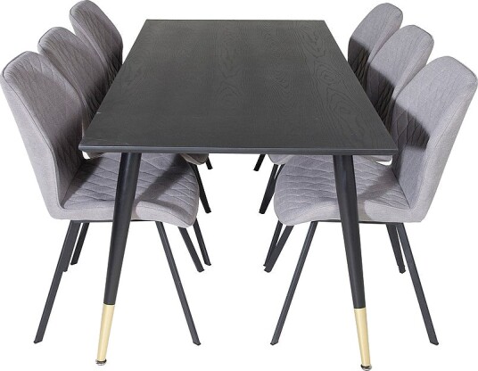 Venture Home Spisegruppe Dipp med 6 stk. spisestoler Gemma Svart Venture Home Spisegruppe Dipp med 6 stk. spisestoler Gemma Svart