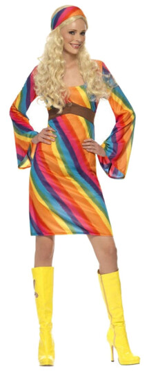 Smiffys Regnbue Hippie Karnevalsdrakt  Small