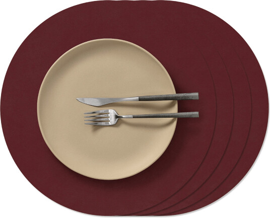 LIND DNA 4 Set Table Mat Circle L Nupo Burgundy Burgundy D:38CM