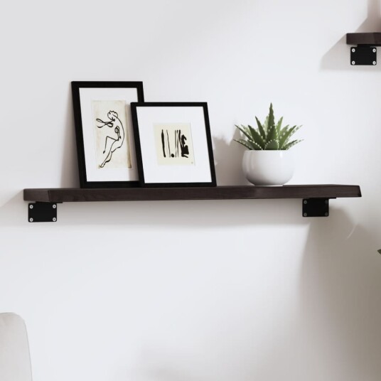 vidaXL Vegghylle m?rkegr? 60x10x2 cm behandlet heltre eik